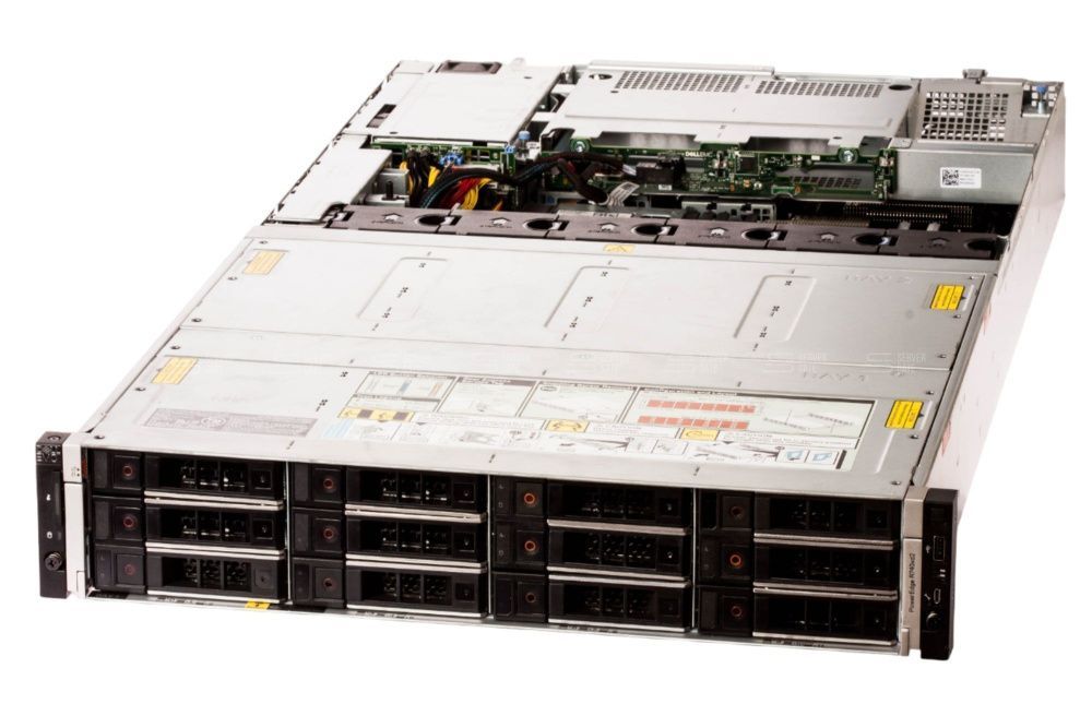 Изображение DELL R740xd2 24LFF 2U, Intel Xeon Scalable до x2, 16 слотов  DIMM до  Gb | до 24 HDD/SSD 3.5 общим объёмом до 336000 ГБ. Блок питания x