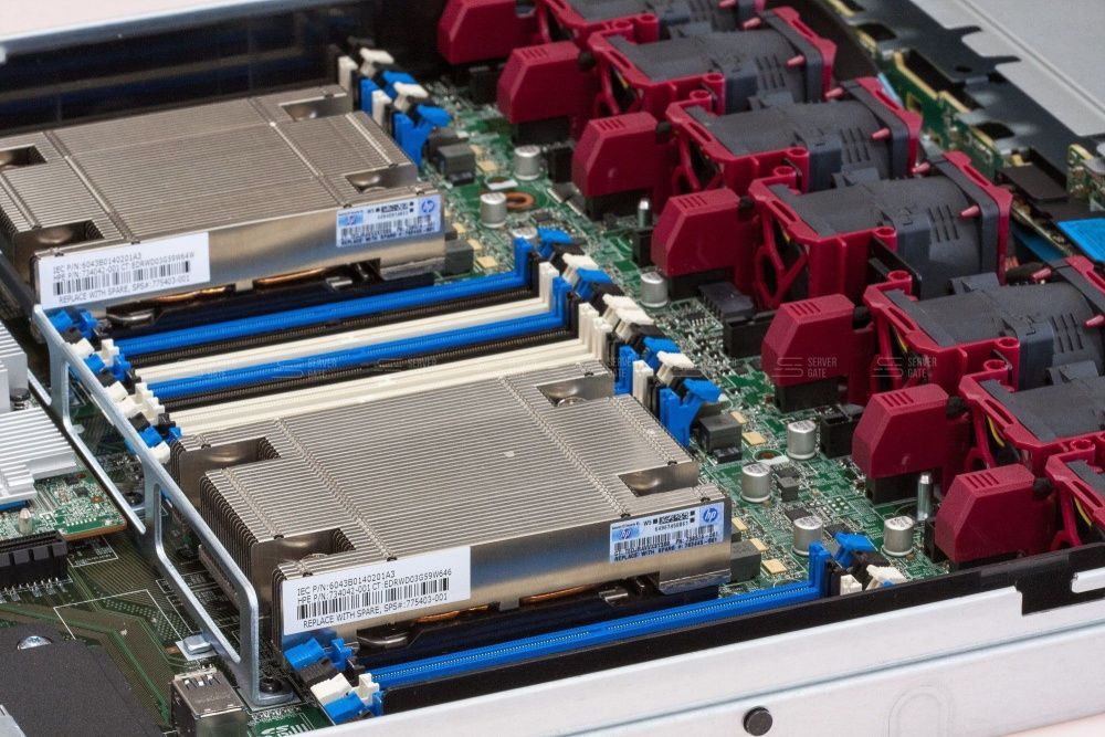 Изображение HPE DL360 Gen9 4LFF 1U, Intel Xeon E5-2600v3 / Intel Xeon E5-2600v4 до x2, 24 слотов  DIMM до  Gb | до 8 HDD/SSD 3.5 общим объёмом до 56000 ГБ. Блок питания x