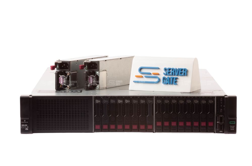 Изображение HPE DL380 Gen10 8 NVME 2U, Intel Xeon Scalable до x2, 24 слотов  DIMM до  Gb | до 16 HDD/SSD 2.5 общим объёмом до 128000 ГБ. Блок питания x