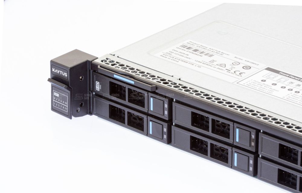 Изображение Новый сервер Kaytus KR1280-X2 12SFF 1U, Intel Xeon Scalable Gen4 / Gen5 до x2, 32 слотов  DIMM до  Gb | до 12 HDD/SSD 2.5 общим объёмом до 92160 ГБ. Блок питания x