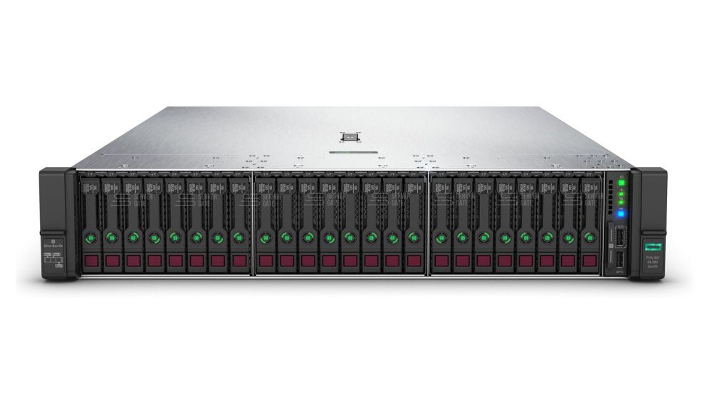 Изображение HPE DL380 Gen10 24SFF 2U, Intel Xeon Scalable до x2, 24 слотов  DIMM до  Gb | до 24 HDD/SSD 2.5 общим объёмом до 128000 ГБ. Блок питания x
