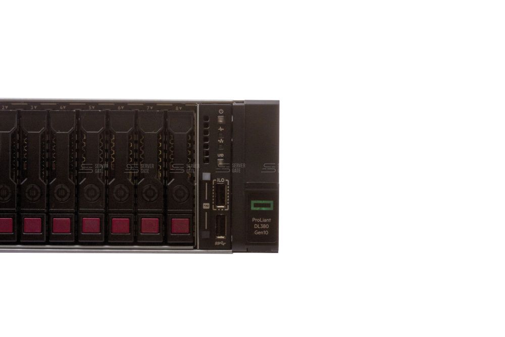 Изображение HPE DL380 Gen10 8 SFF 2U, Intel Xeon Scalable до x2, 24 слотов  DIMM до  Gb | до 8 HDD/SSD 2.5 общим объёмом до 128000 ГБ. Блок питания x